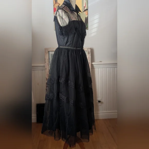 Elegant Black Sheer Dress - Picture 7 of 10